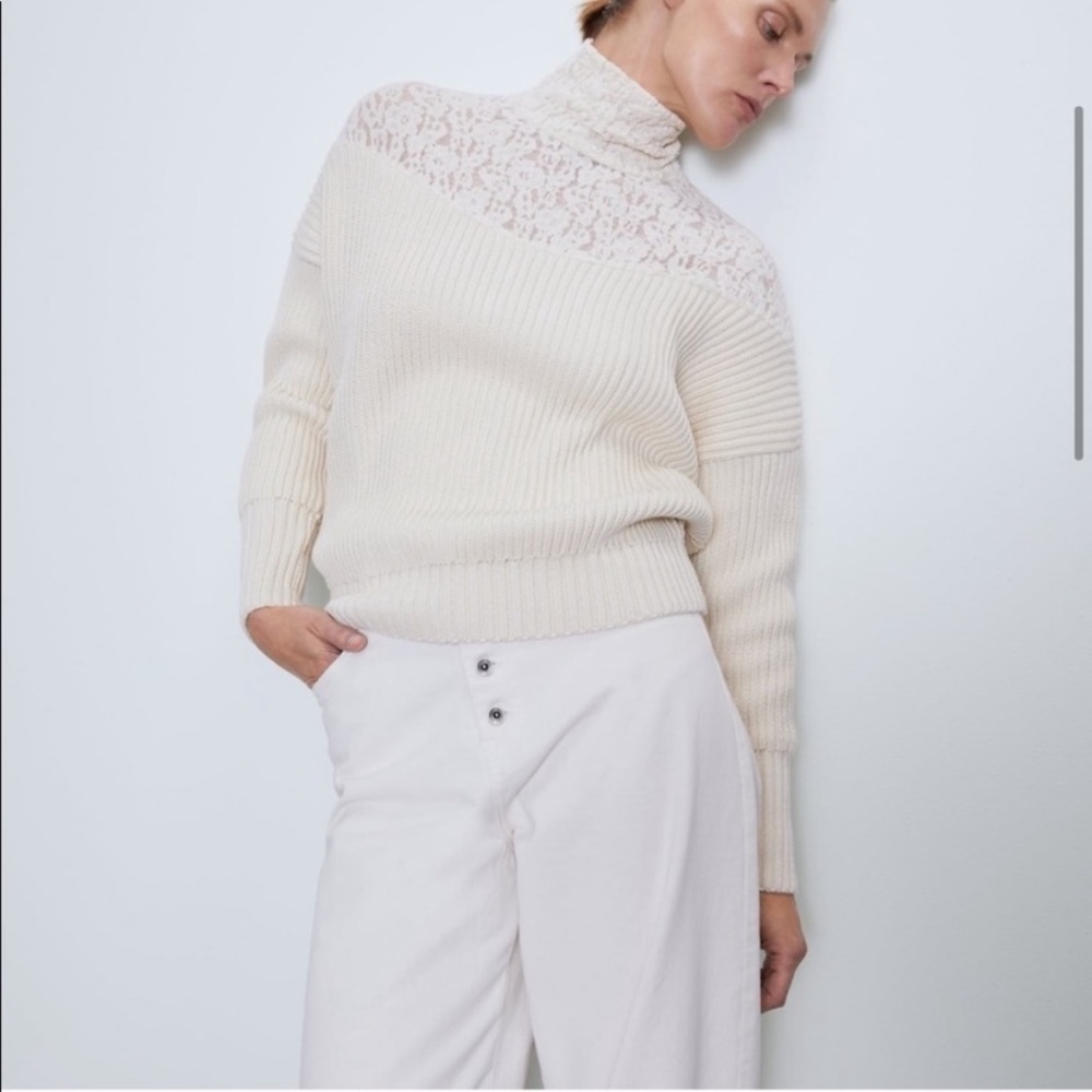 Zara lace knit combination sweater